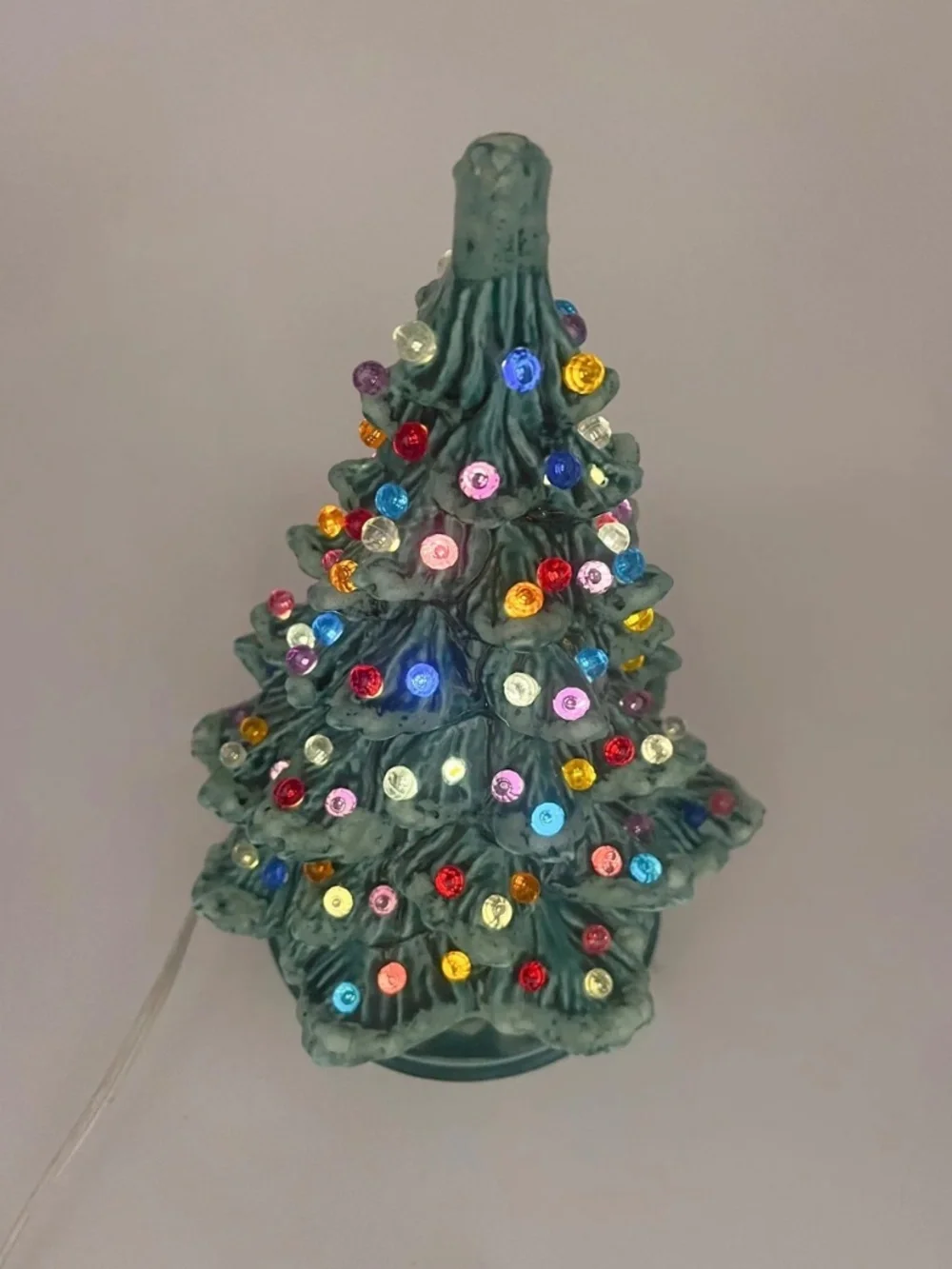 Vintage Lighted Ceramic 2 Piece Christmas Tree / 1970s  / Table Top Style / 10